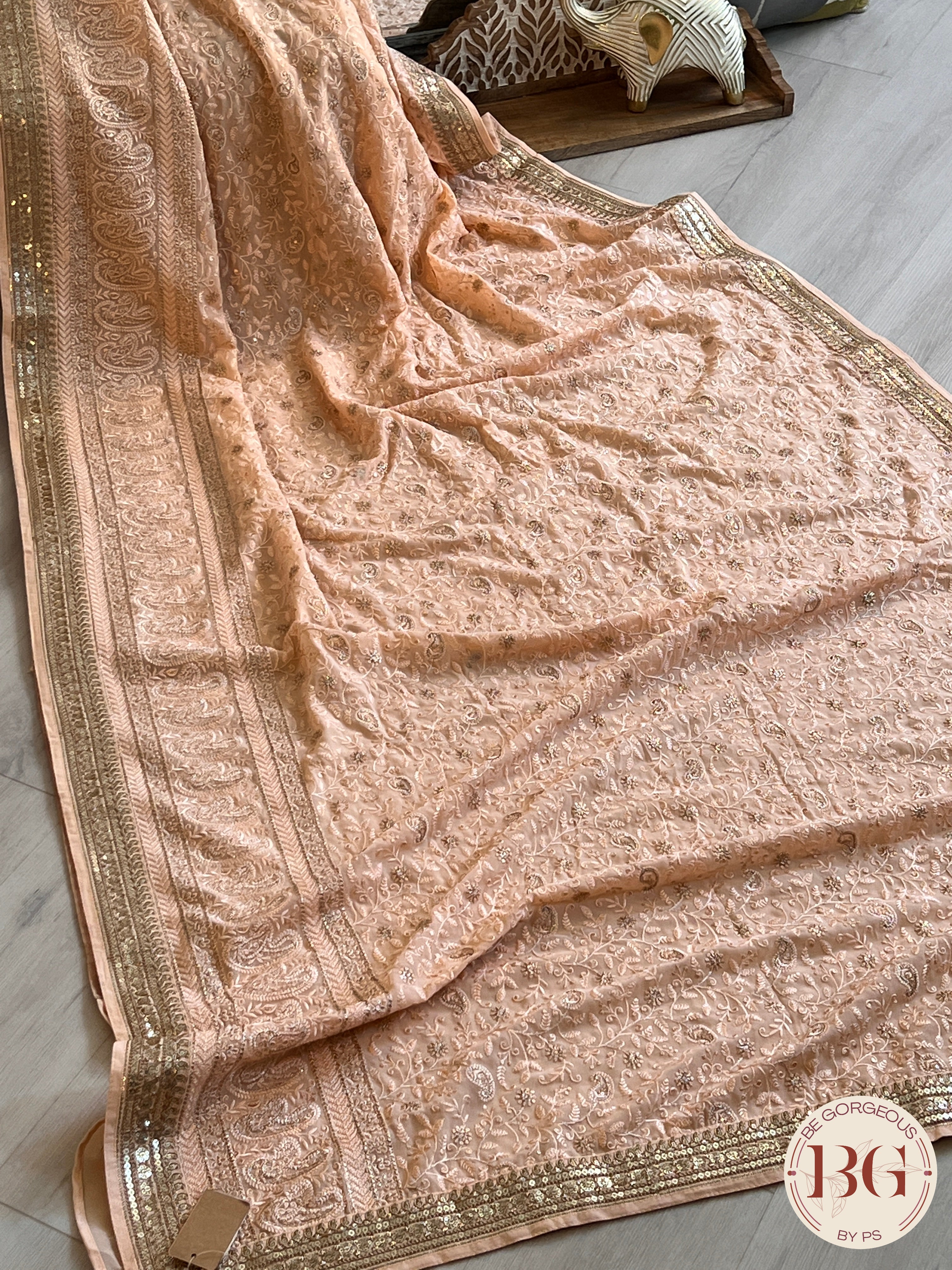 CHIKANKARI SEQUIN PEACH SA-CHI-SEQ-PE430