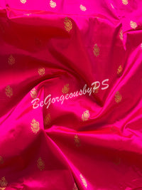 Banarasi Katan Silk silkmark certified with stitched blouse - pink red