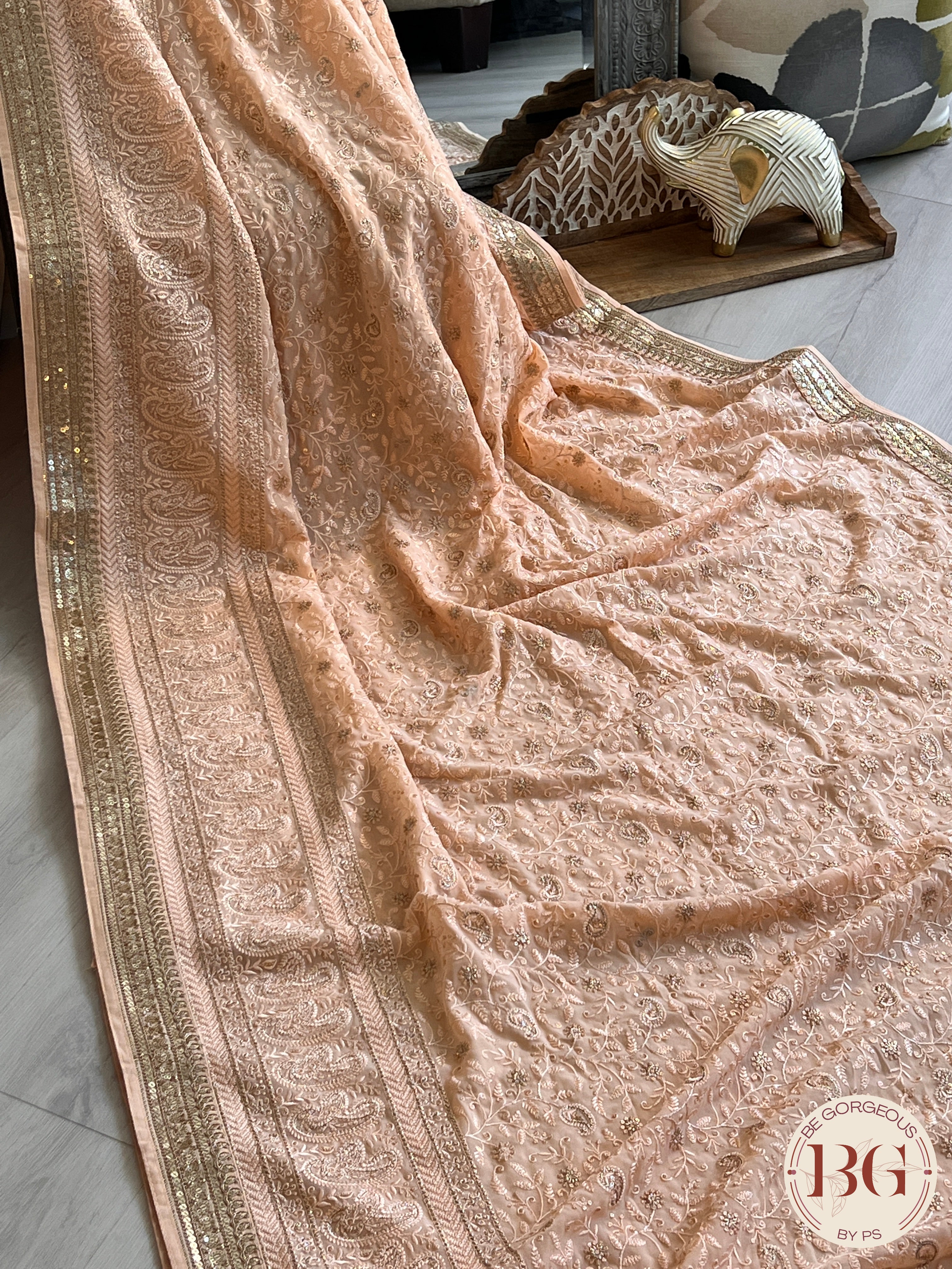 CHIKANKARI SEQUIN PEACH SA-CHI-SEQ-PE430