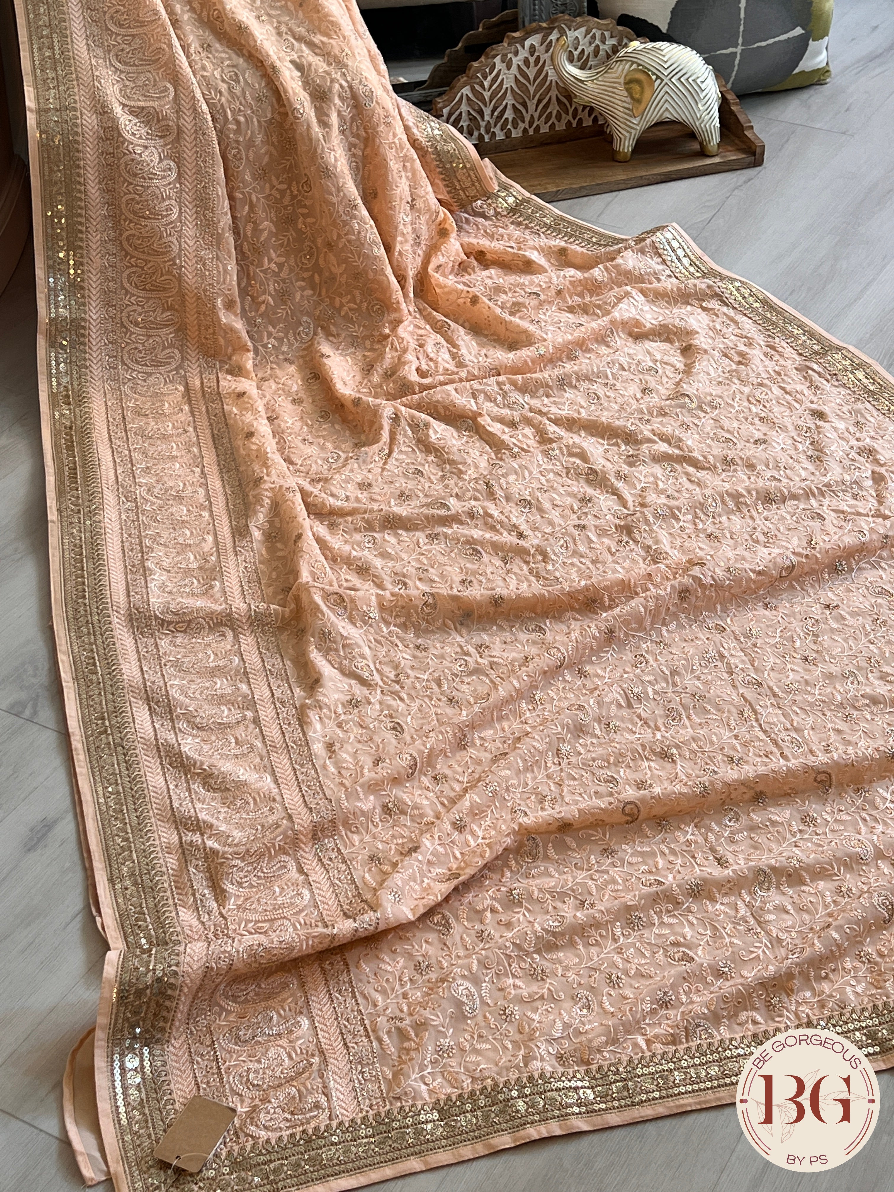 CHIKANKARI SEQUIN PEACH SA-CHI-SEQ-PE430