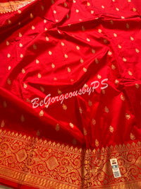 Banarasi Katan Silk silkmark certified with stitched blouse - red