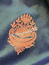 Banarasi Katan Silk silkmark certified with stitched blouse - turqoise