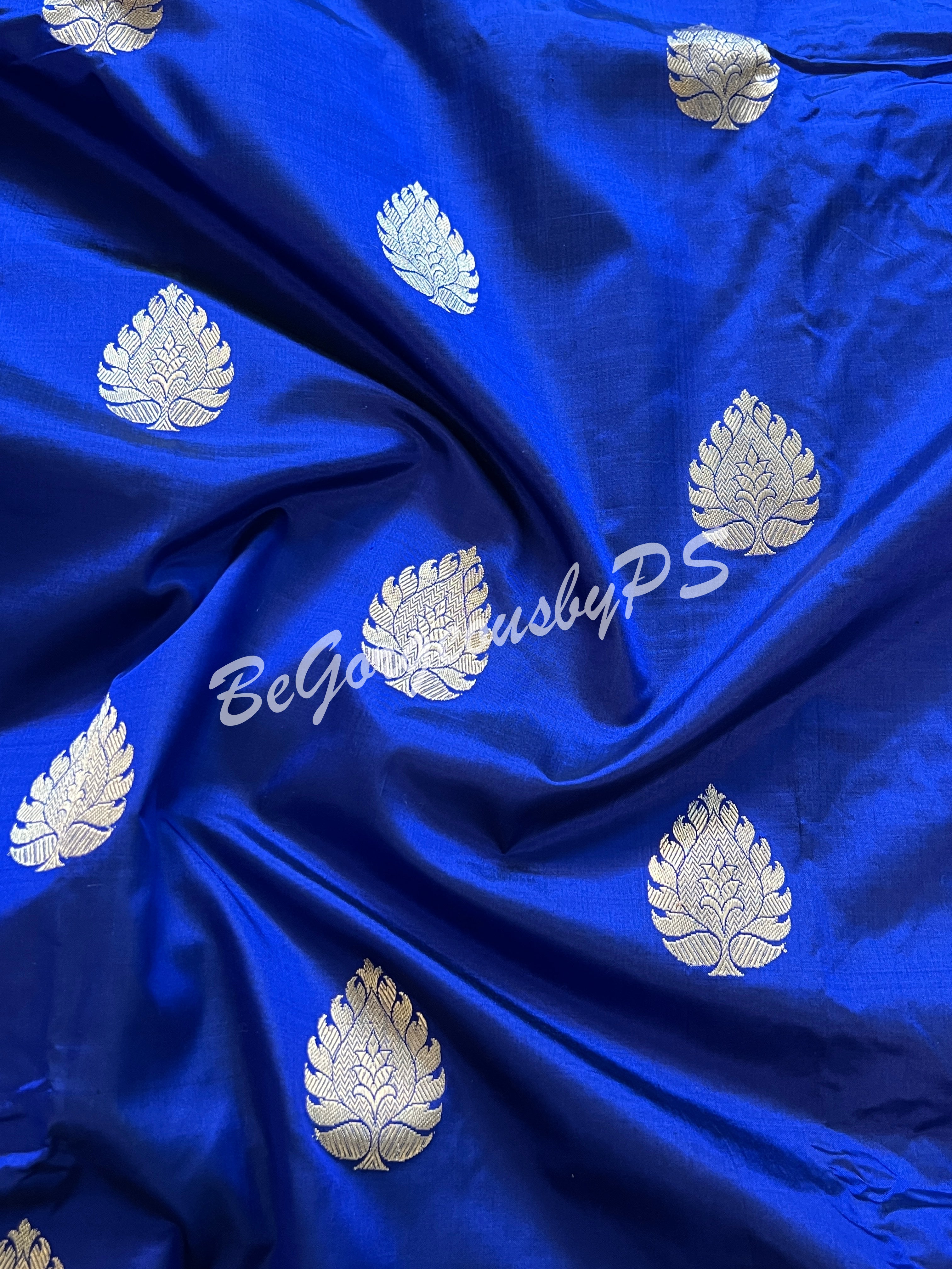 Silk mark certified pure high quality Bhisnupuri katan silk saree, Patli pallu, Machine Stitched work saree, Blouse piece, Fall Pico included