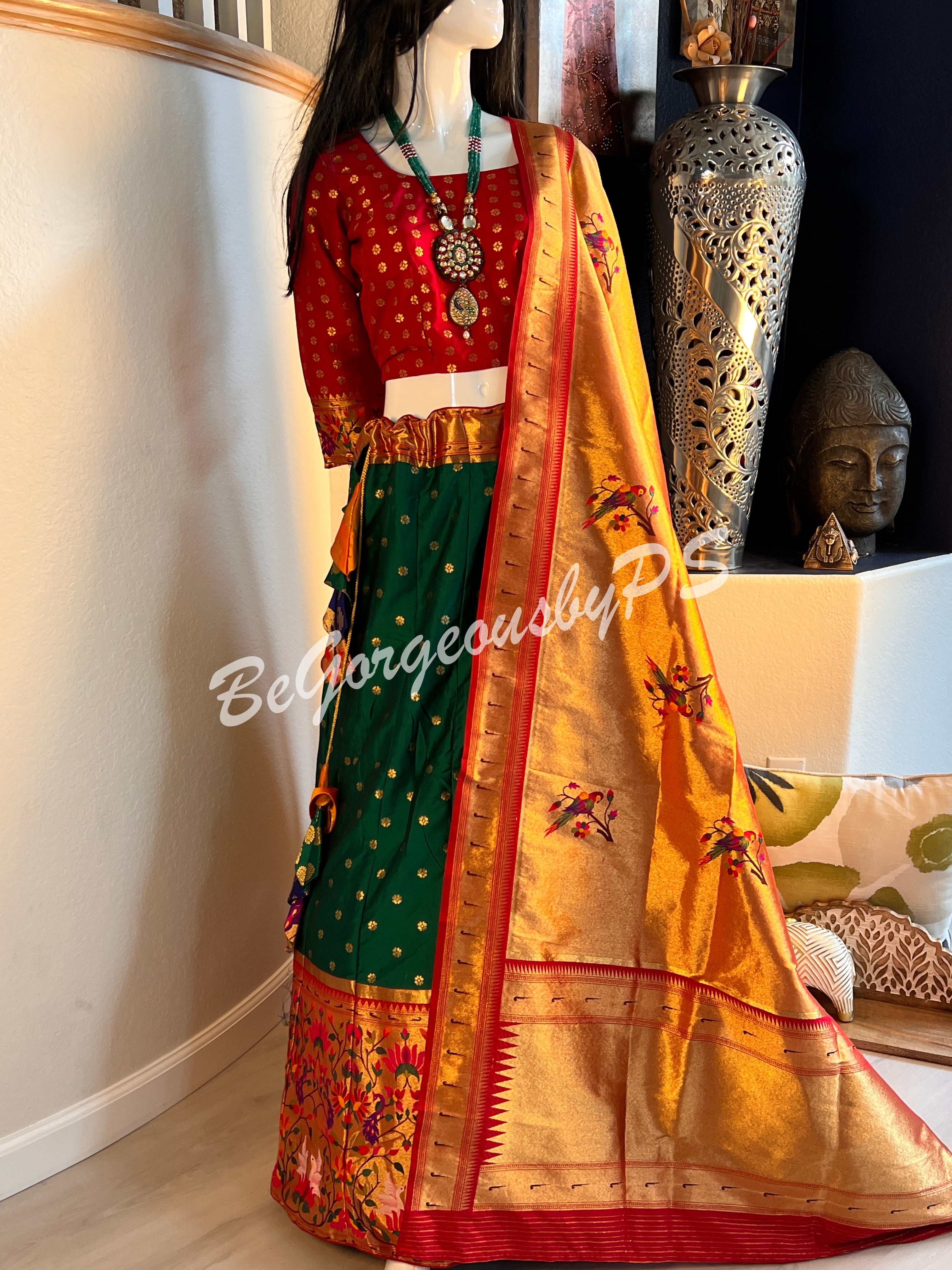 Designer Green Banarasi Silk Lehenga Choli With Copper Zari Weaving With  Banarasi Dupatta For W… | Lehenga designs simple, Half saree designs,  Stylish short dresses