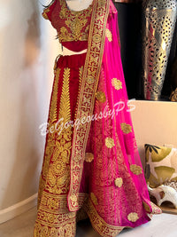 Megenta Color Lehenga with gold work