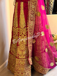 Megenta Color Lehenga with gold work