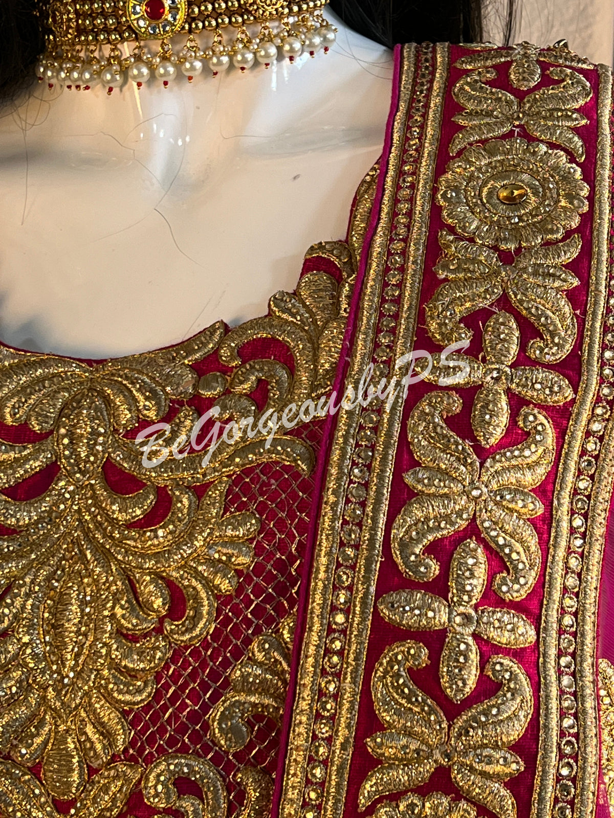 Megenta Color Lehenga with gold work