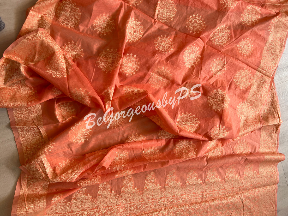 CHIKANKARI COTTON PEACH1