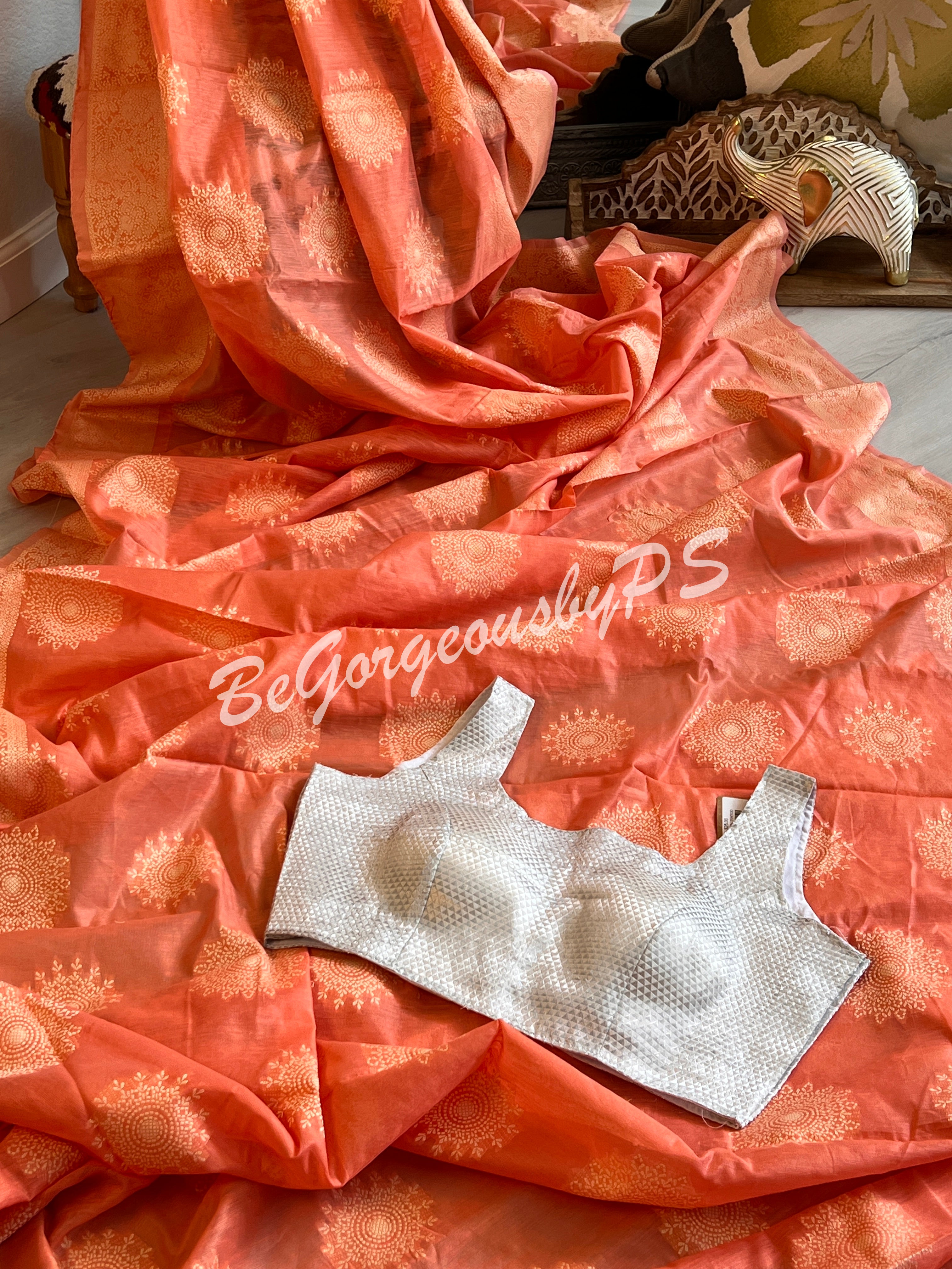 CHIKANKARI COTTON PEACH1