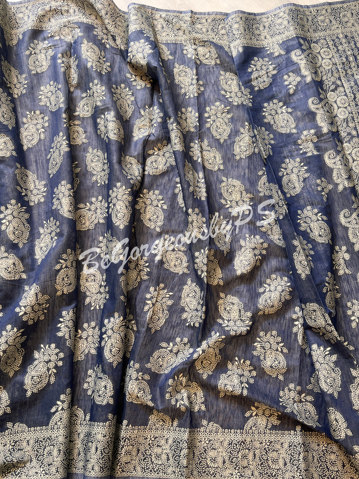 CHIKANKARI COTTON BU/BLUE