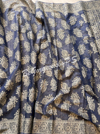 CHIKANKARI COTTON BU/BLUE