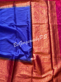 Dupion Silk banarasi woven saree Royal Blue with stitched blouse