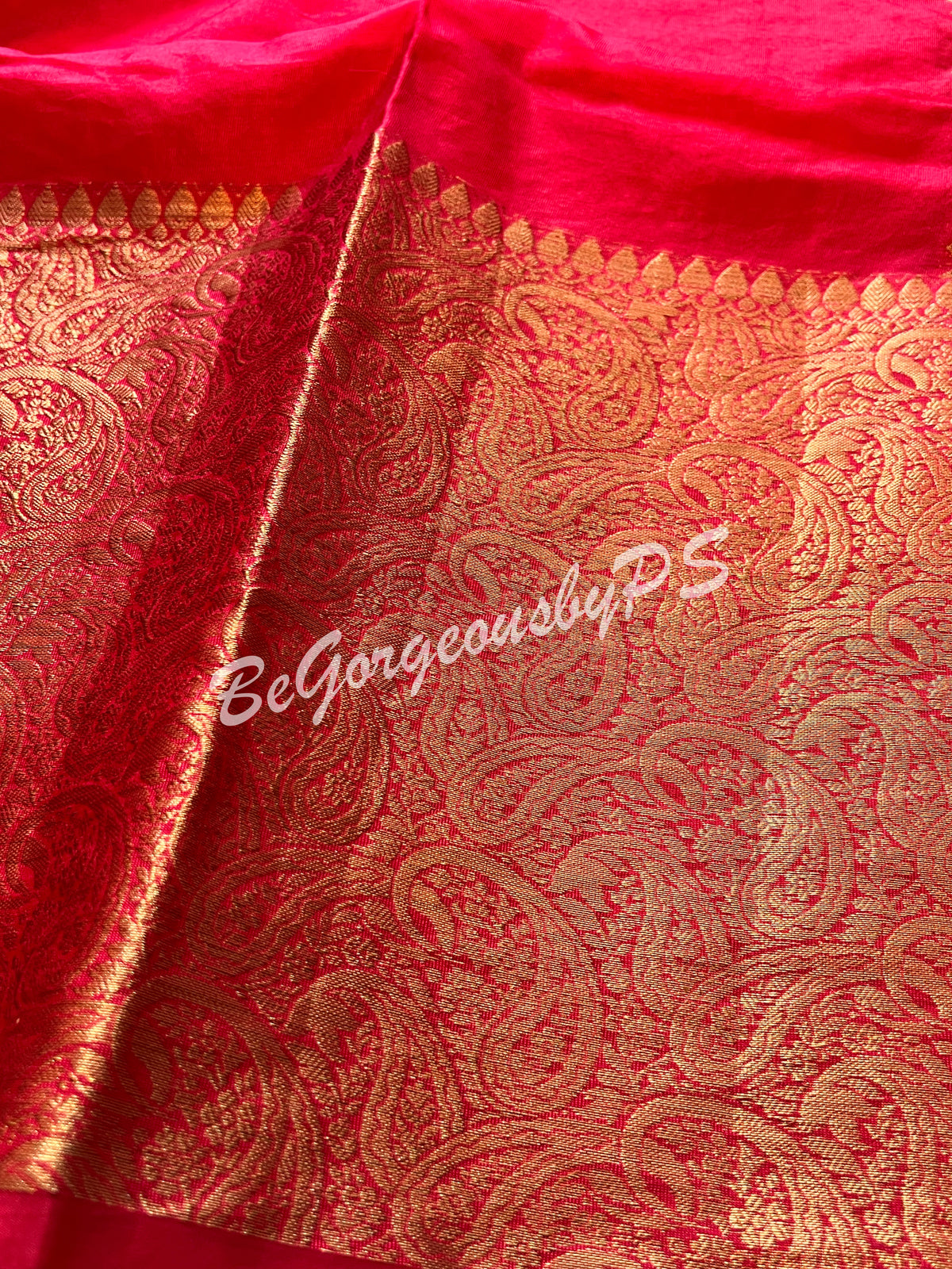 Dupion Silk banarasi woven saree Red with stitched blouse