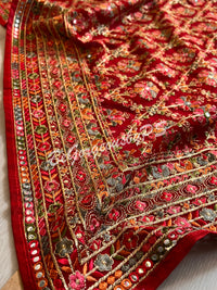 Kashmiri inspired embroidery georgette saree with swarovski work - red