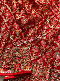 Kashmiri inspired embroidery georgette saree with swarovski work - red