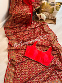 Kashmiri inspired embroidery georgette saree with swarovski work - red