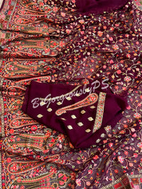 Kashmiri inspired embroidery georgette saree with swarovski work - Purple