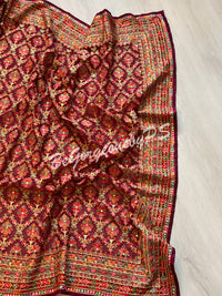 Kashmiri inspired embroidery georgette saree with swarovski work - Wine