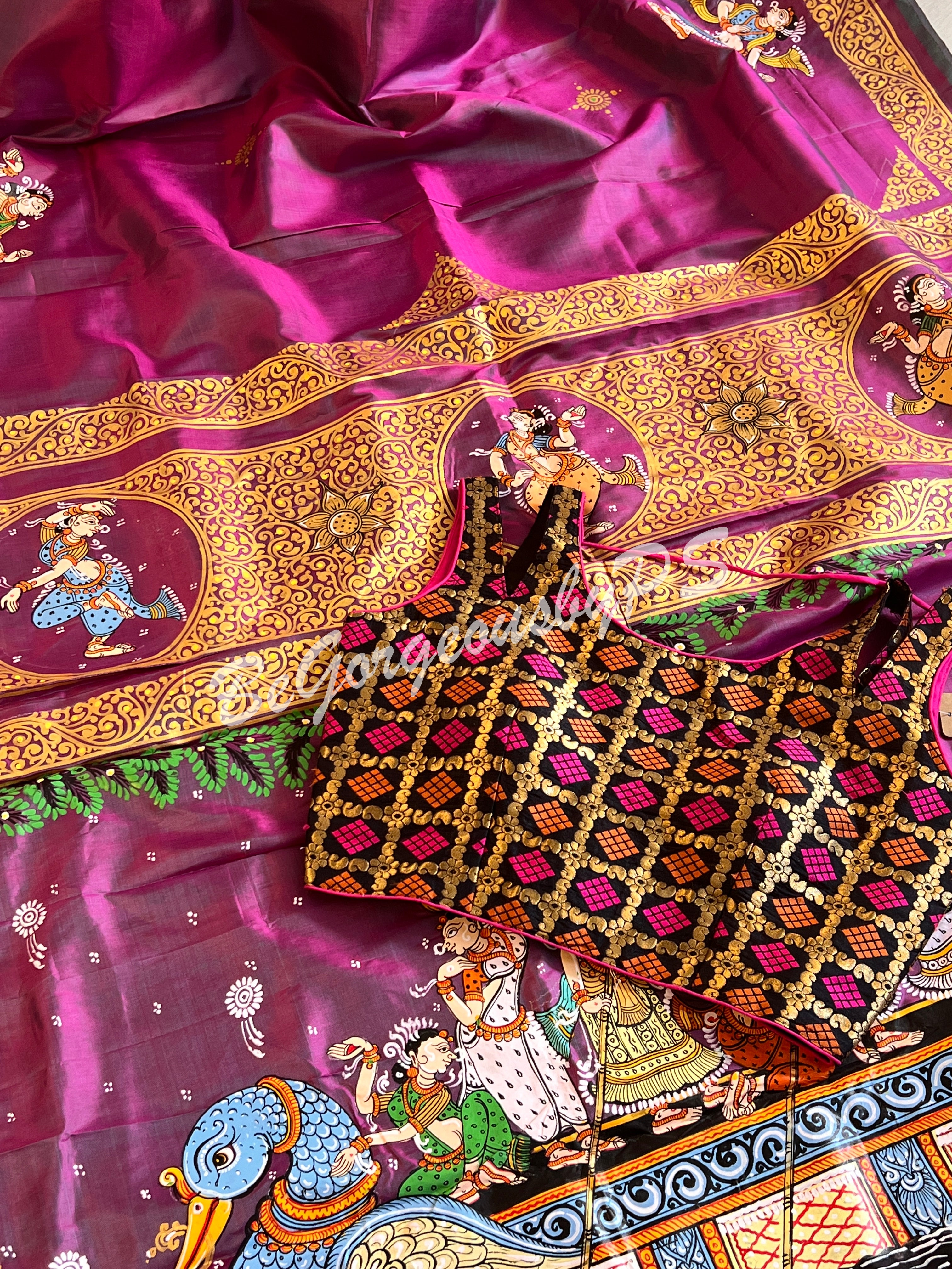 PATTACHITRA SILK Purple pink