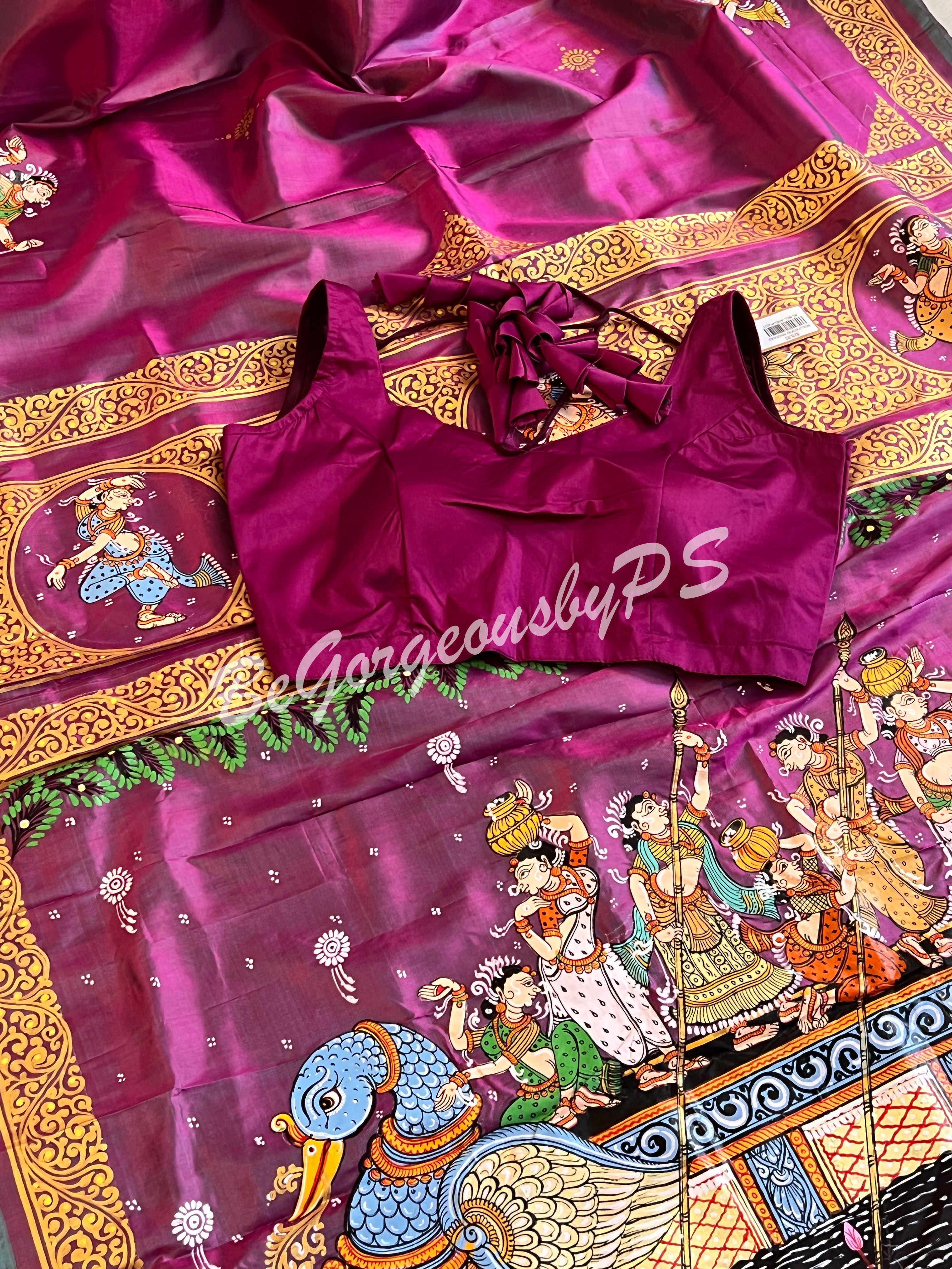 PATTACHITRA SILK Purple pink