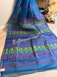 JAMDANI DHAKAI BU/BLUE PINK SAREE