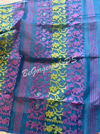 JAMDANI DHAKAI BU/BLUE PINK SAREE