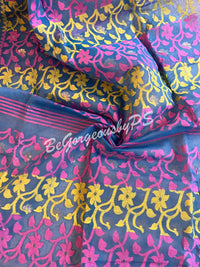 JAMDANI DHAKAI BU/BLUE PINK SAREE