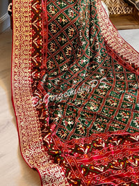 Gajji SIlk with gotapatti Green