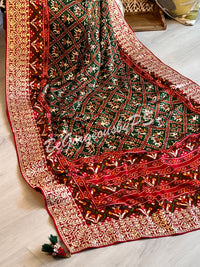 Gajji SIlk with gotapatti Green