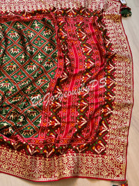 Gajji SIlk with gotapatti Green