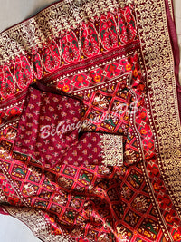 Gajji SIlk with gotapatti Red