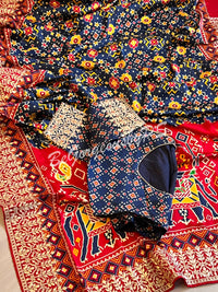 Gajji SIlk with gotapatti Blue