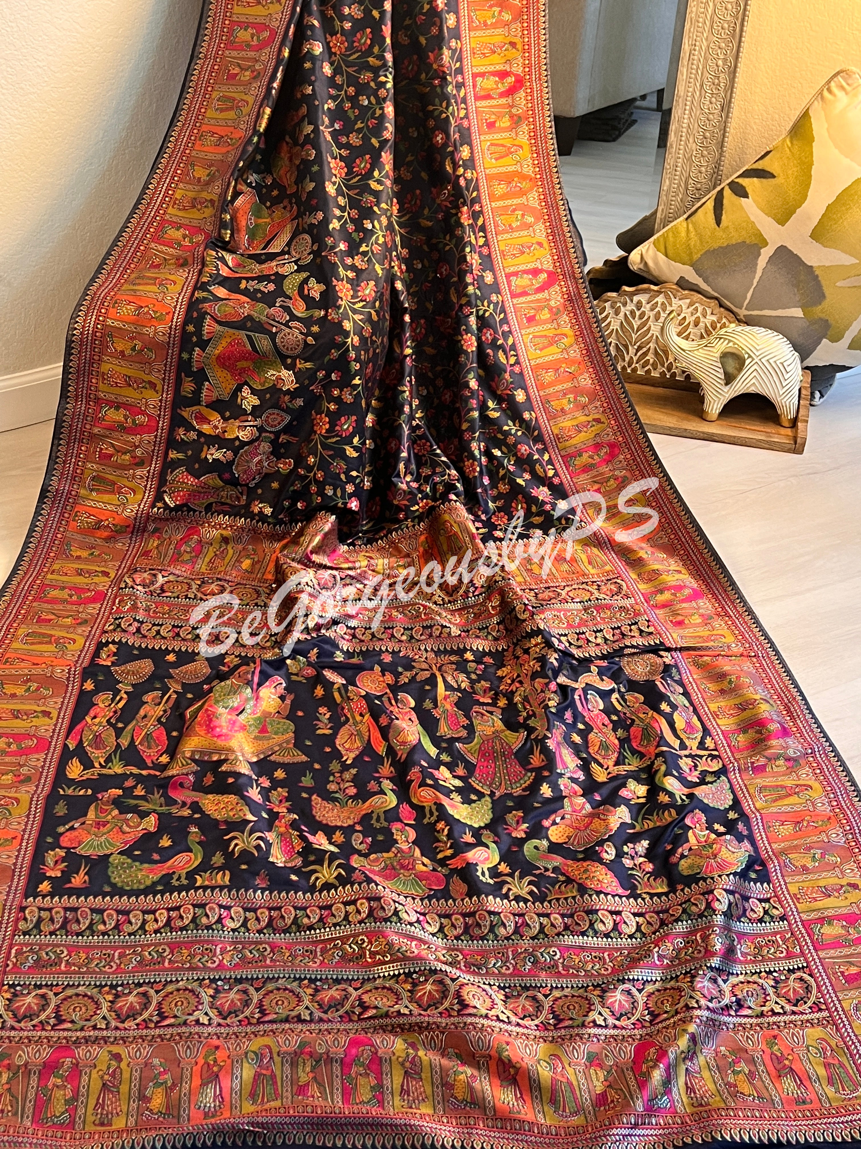 Silk Kashmiri Weave Raja Rani Blue