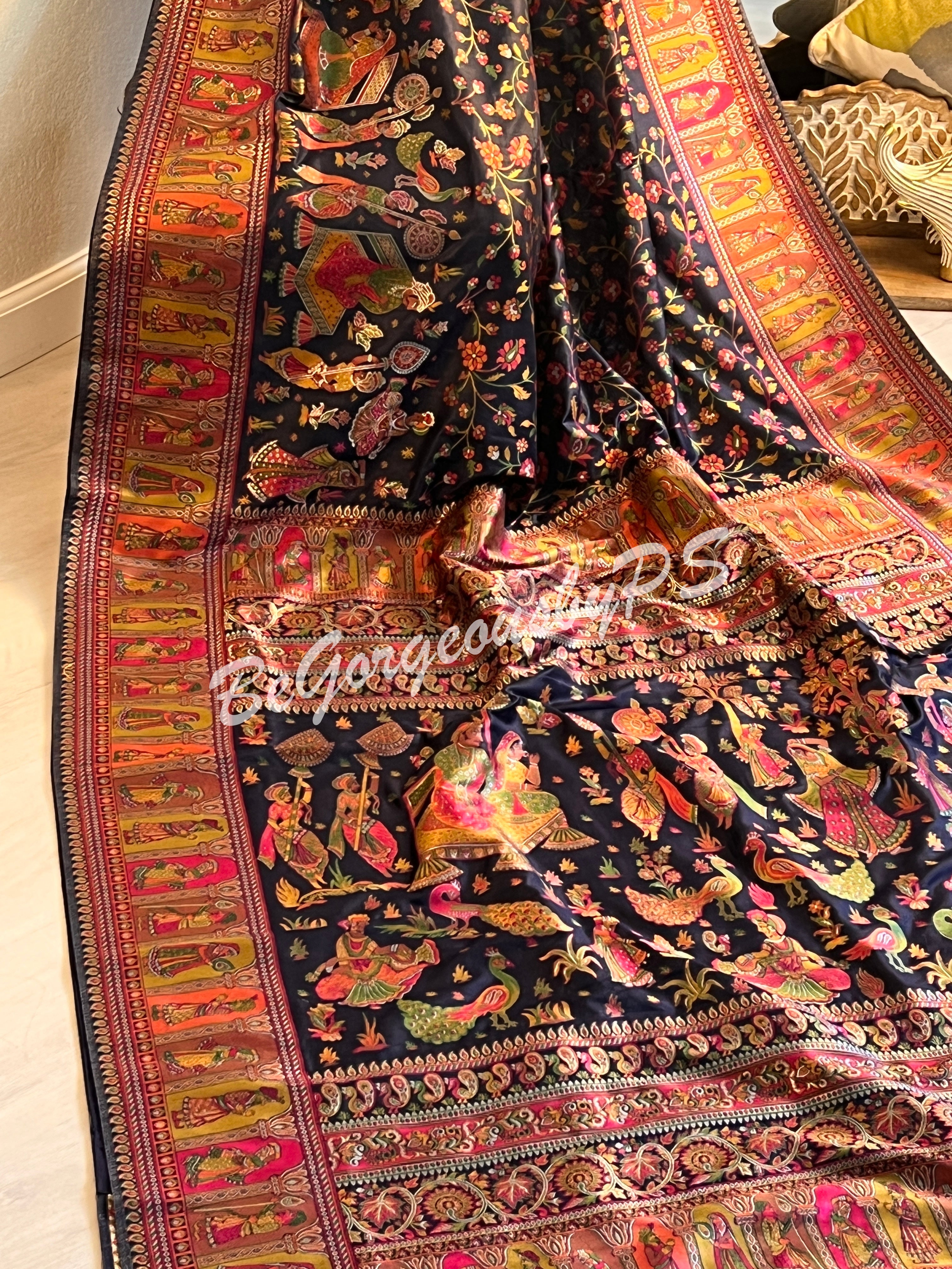 Silk Kashmiri Weave Raja Rani Blue