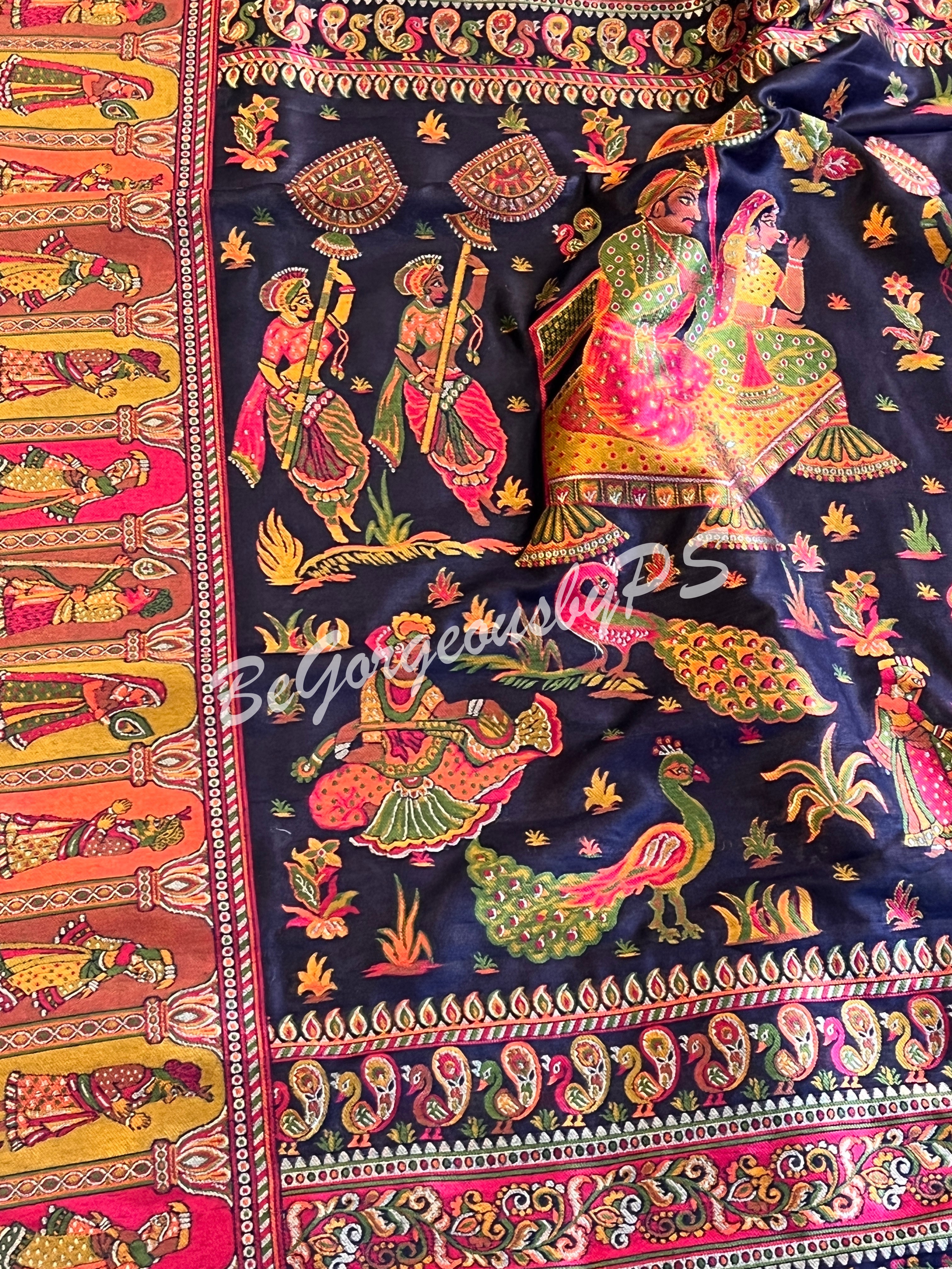 Silk Kashmiri Weave Raja Rani Blue