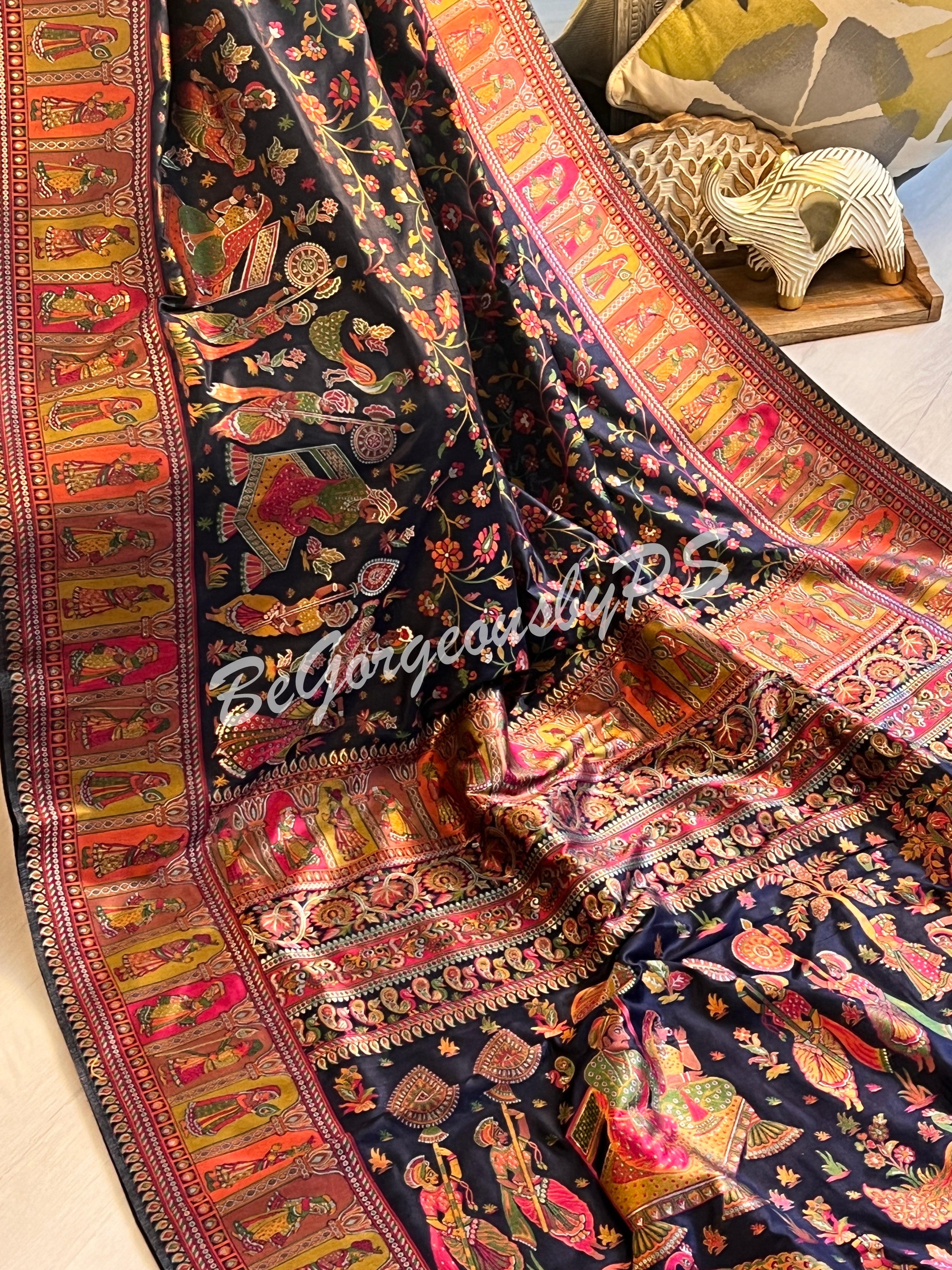 Silk Kashmiri Weave Raja Rani Blue