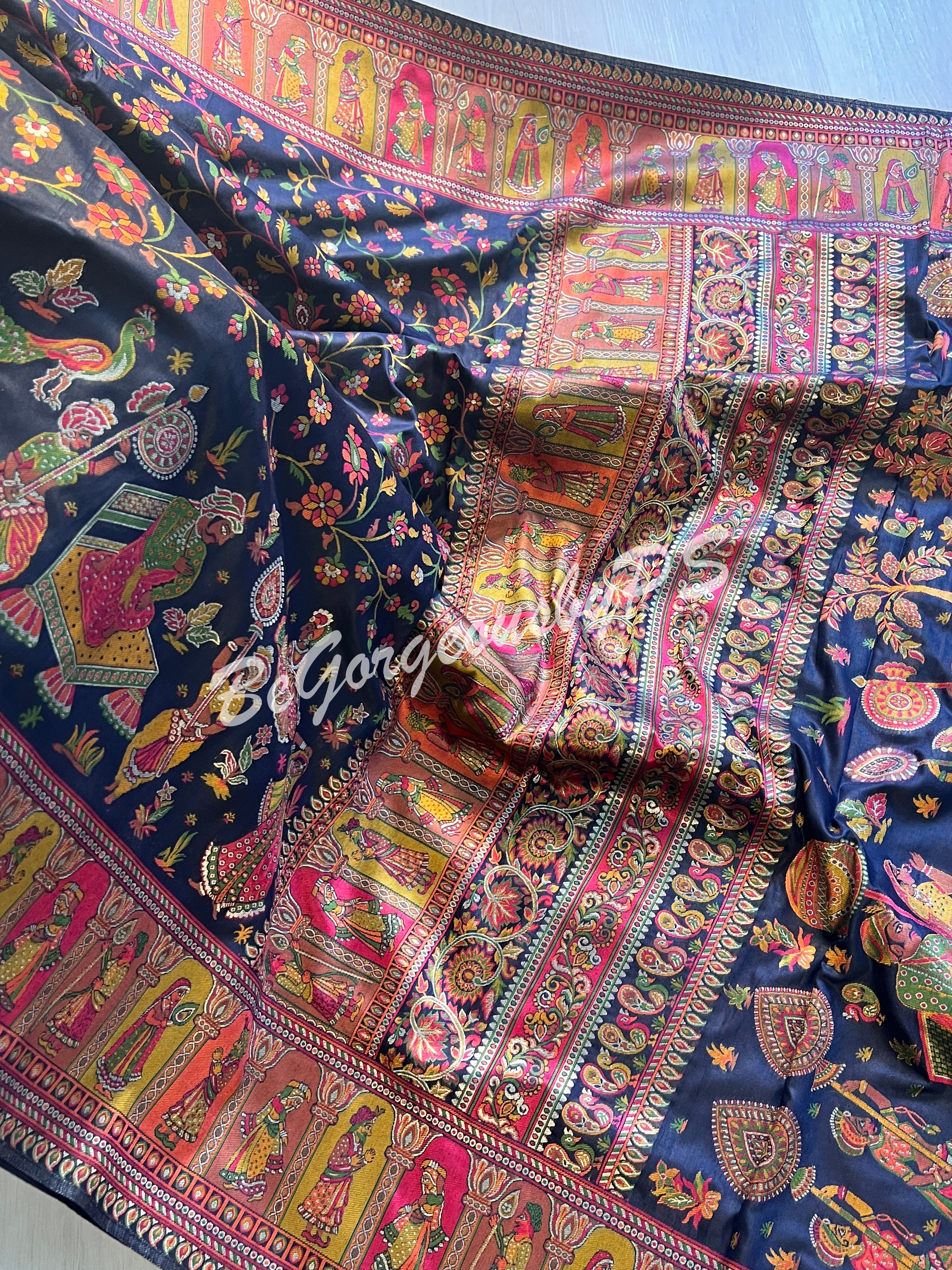 Silk Kashmiri Weave Raja Rani Blue