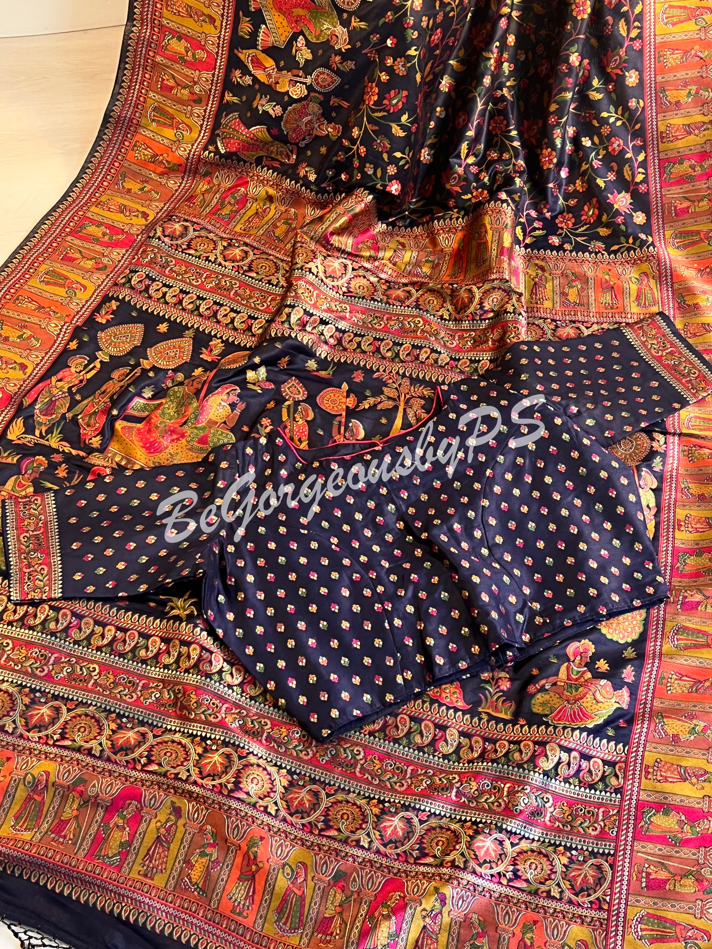 Silk Kashmiri Weave Raja Rani Blue