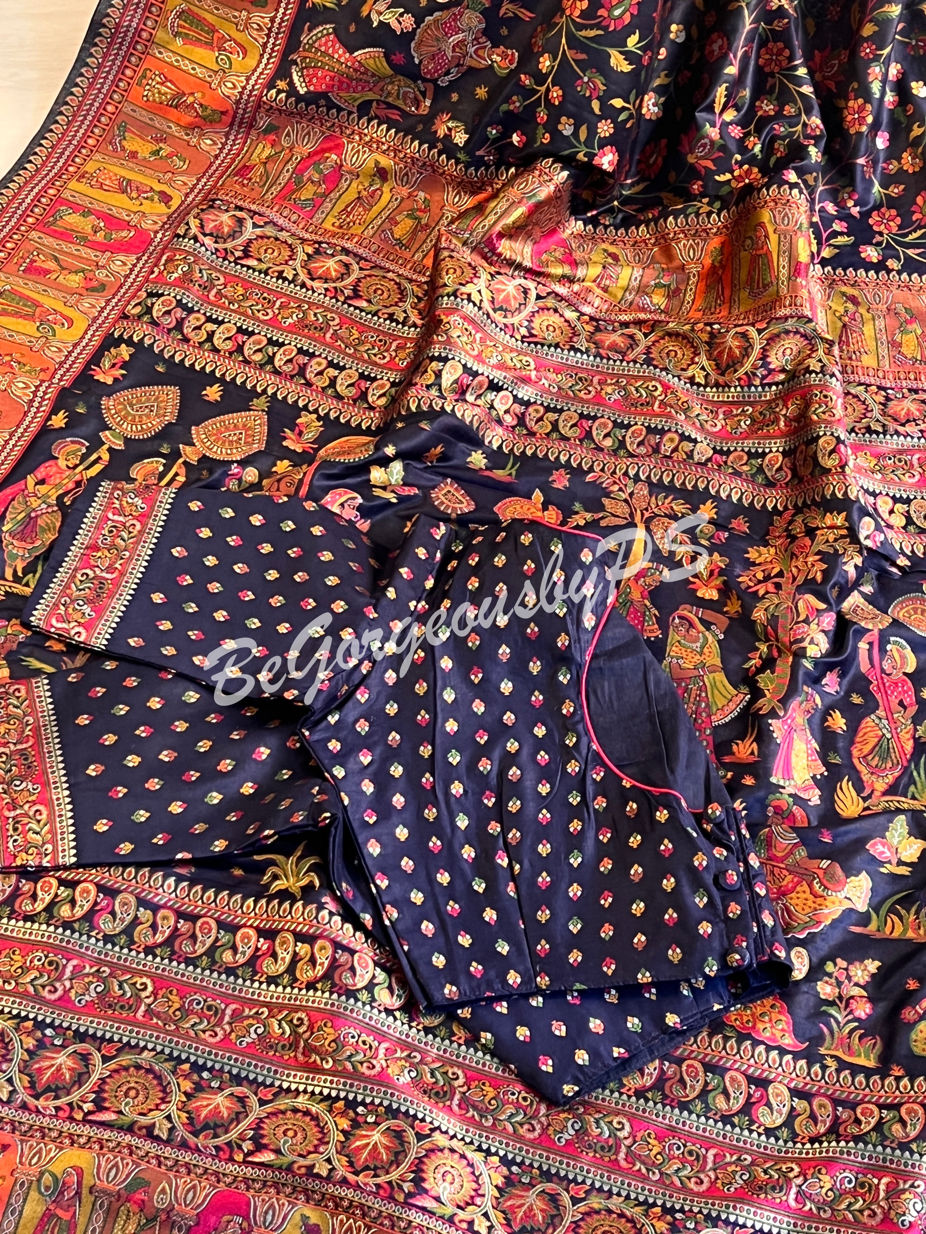 Silk Kashmiri Weave Raja Rani Blue