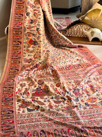 Silk Kashmiri Weave Raja Rani White