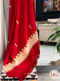 Kashmiri Embroidery Shawl on pure wool red
