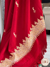 Kashmiri Embroidery Shawl on pure wool red