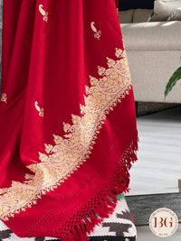 Kashmiri Embroidery Shawl on pure wool red