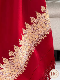 Kashmiri Embroidery Shawl on pure wool red