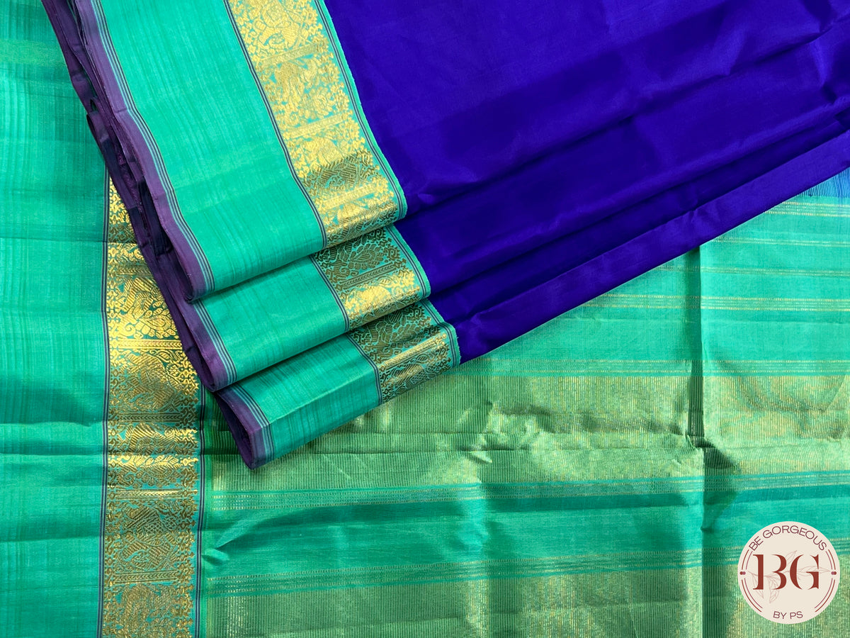 KANJEEVARAM PURE SILK KORWAI KANJEEVARAM BLUE GREEN SA-KAN-PUR-BL404