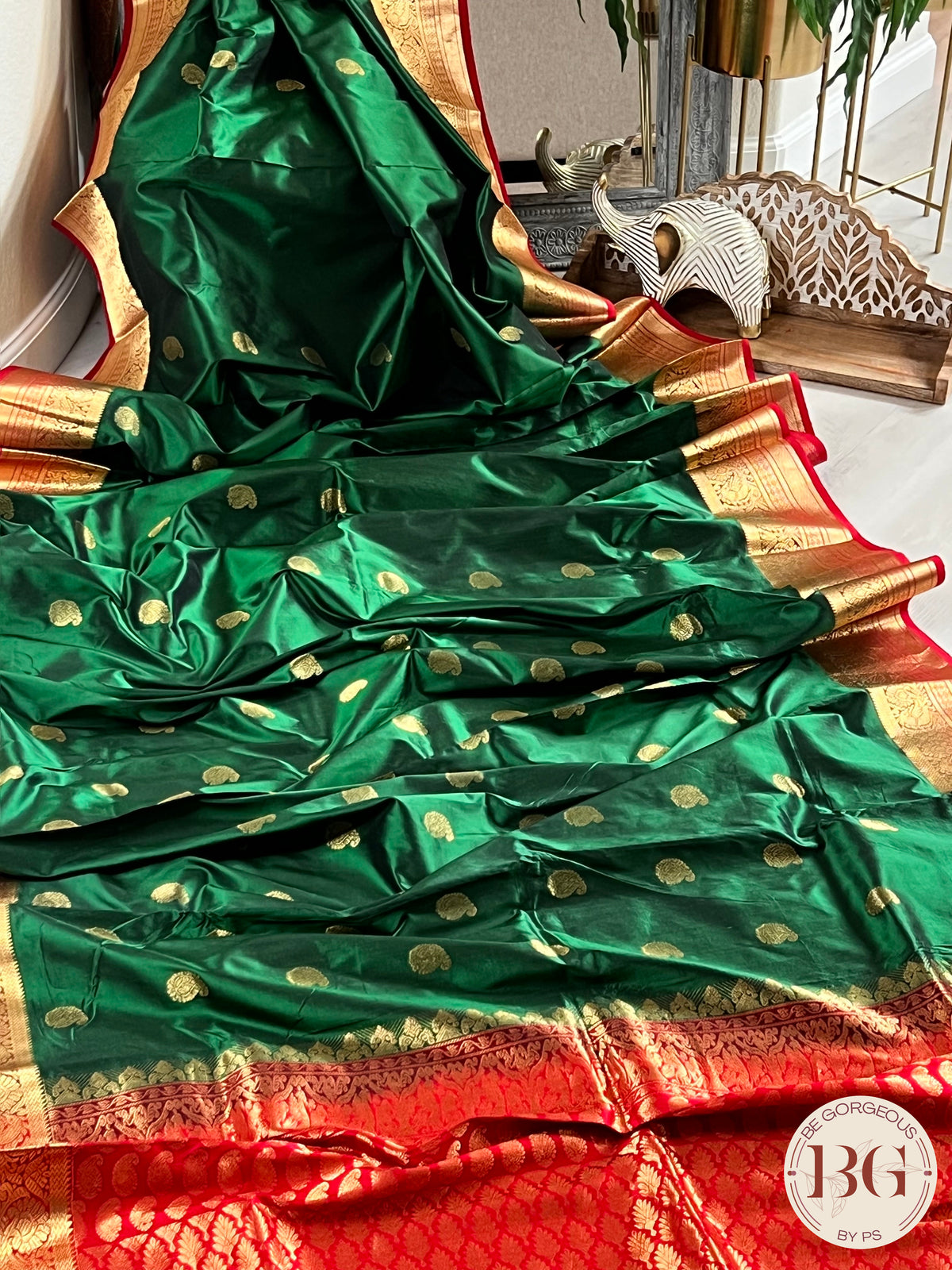 Kanjeevaram Silk Saree Green & Red