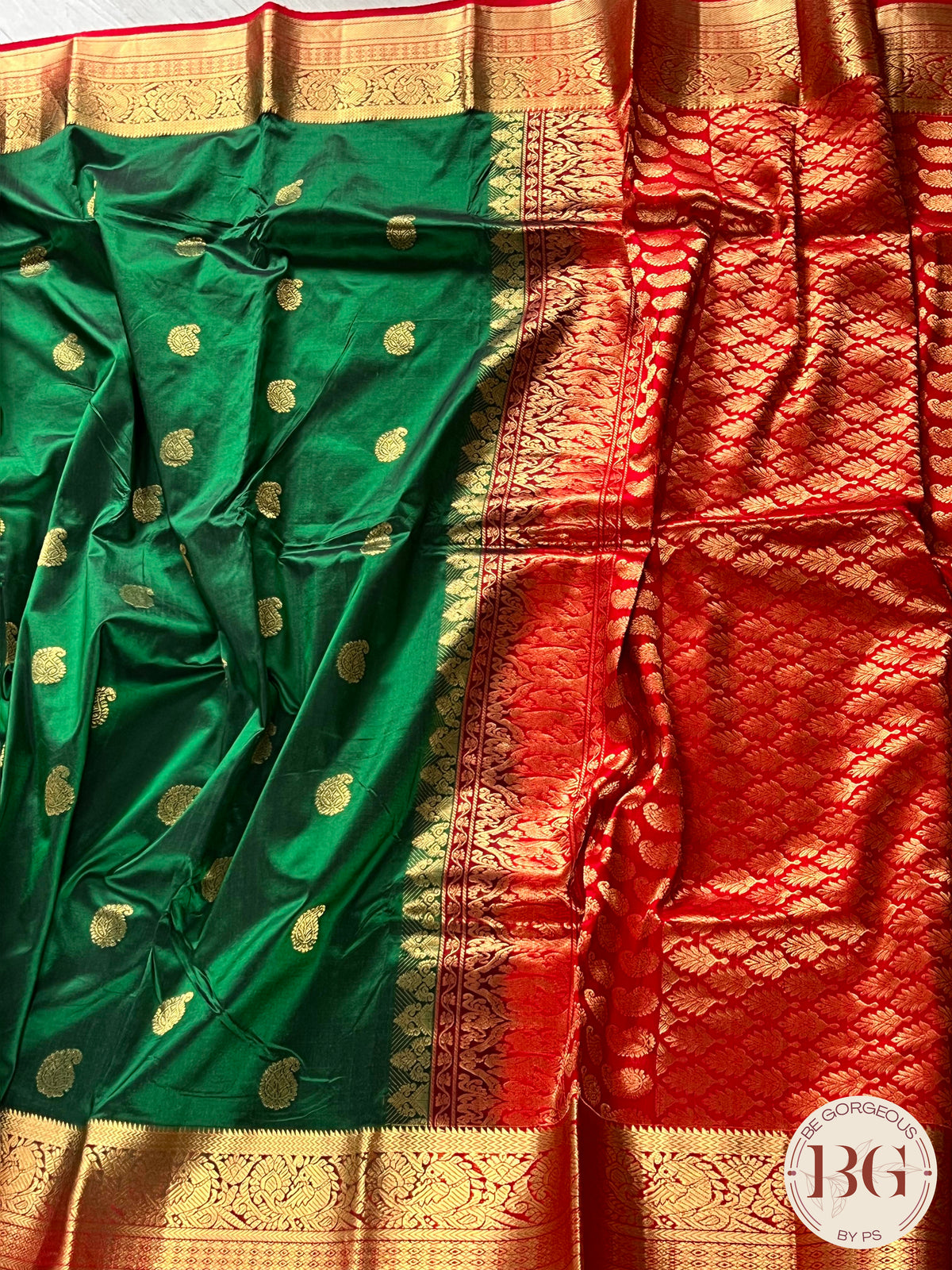 Kanjeevaram Silk Saree Green & Red