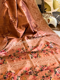 TUSSAR EMBROIDERY PEACH