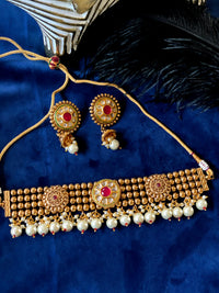 Gold plated Chokar set with earrings