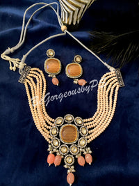 Layered Pearls Victorian kundan Choker Necklace Set